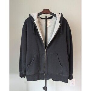 Weatherproof Vintage Sherpa Lined Full Zip Hoodie Black Outdoors Warm Mens Large